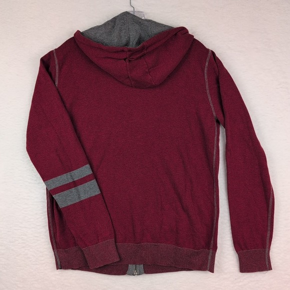 Agave Denim Full Zip Red Gray Cotton Hoodie Size Medium Soft Knit Oversized - Picture 5 of 10